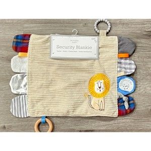 Modern Baby Boys Embroidered Lion Security Blanket Lovie Teether Activity Toy